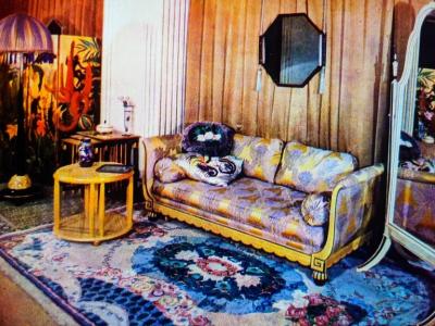 Paul Follot Paul Follot three place sofa settee in lacquer and gilt