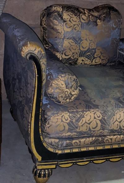 Paul Follot Paul Follot three place sofa settee in lacquer and gilt