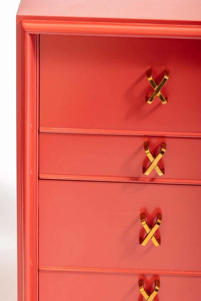 Paul Frankl 1950s Paul Frankl Moroccan Red Lacquered Double Dresser Chest of Drawers