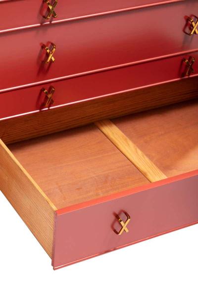Paul Frankl 1950s Paul Frankl Moroccan Red Lacquered Double Dresser Chest of Drawers