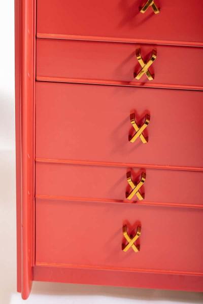 Paul Frankl 1950s Paul Frankl Moroccan Red Lacquered Double Dresser Chest of Drawers
