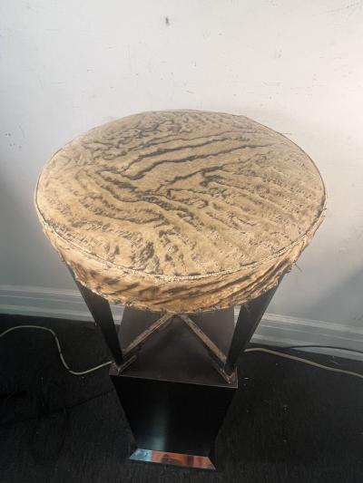 Paul Frankl ART DECO BLACK WOOD SKYSCRAPER LEG STOOL IN THE MANNER OF PAUL FRANKL
