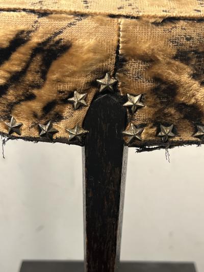 Paul Frankl ART DECO BLACK WOOD SKYSCRAPER LEG STOOL IN THE MANNER OF PAUL FRANKL