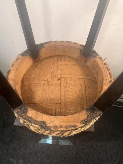 Paul Frankl ART DECO BLACK WOOD SKYSCRAPER LEG STOOL IN THE MANNER OF PAUL FRANKL