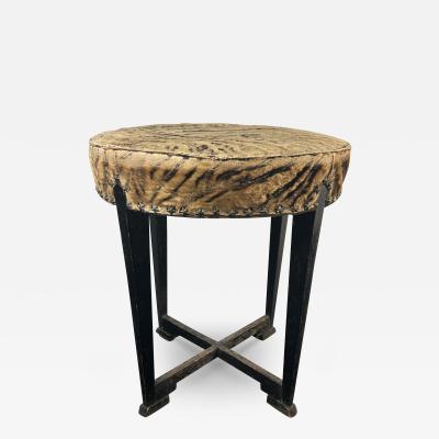 Paul Frankl ART DECO BLACK WOOD SKYSCRAPER LEG STOOL IN THE MANNER OF PAUL FRANKL