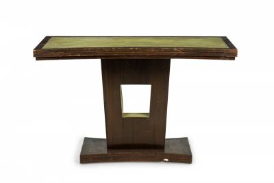 Paul Frankl American Art Deco Mahogany and Green Leather Extendable Console Tabl