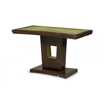 Paul Frankl American Art Deco Mahogany and Green Leather Extendable Console Tabl