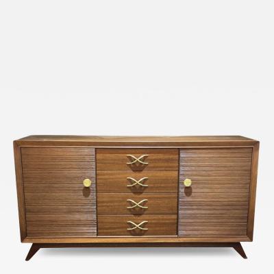 Paul Frankl American Modern Dark Walnut and Brass Credenza Sideboard Paul Frankl