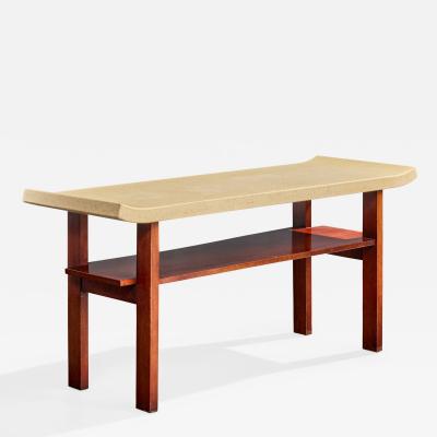 Paul Frankl Console Table with Mahogany and Cork USA 1950s