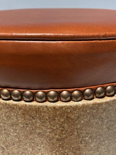 Paul Frankl Cork Side Table or Stool in Cognac Leather