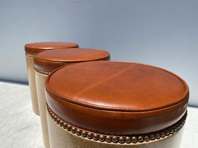 Paul Frankl Cork Side Table or Stool in Cognac Leather