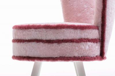 Paul Frankl Custom Vanity Stool in Pink Shearling with Burgundy Trim