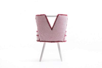 Paul Frankl Custom Vanity Stool in Pink Shearling with Burgundy Trim
