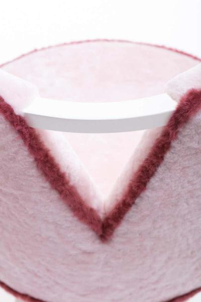Paul Frankl Custom Vanity Stool in Pink Shearling with Burgundy Trim