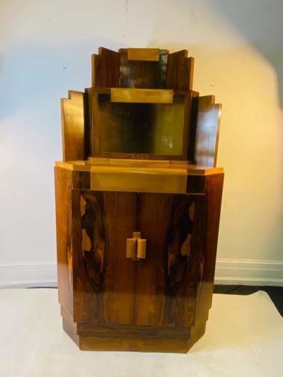 Paul Frankl EXCEPTIONAL ART DECO SKYSCRAPER CORNER CABINET IN THE MANNER OF PAUL FRANKL