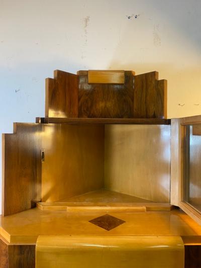 Paul Frankl EXCEPTIONAL ART DECO SKYSCRAPER CORNER CABINET IN THE MANNER OF PAUL FRANKL