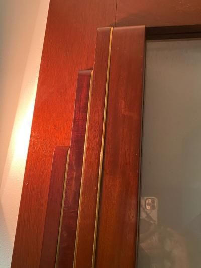 Paul Frankl FOUR ART DECO WOOD BRASS GLASS SKYSCRAPER DOORS IN THE STYLE OF PAUL FRANKL