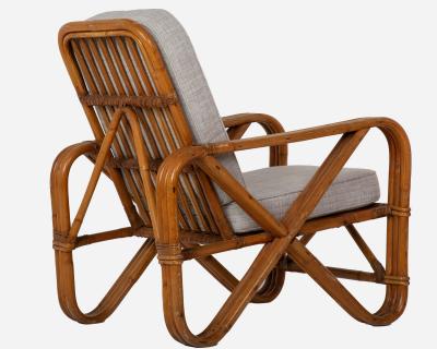 Paul Frankl Fake pair of bamboo and rattan armchairs France circa 1960
