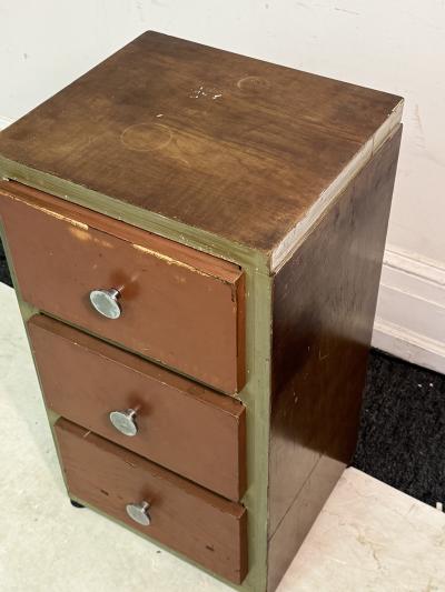 Paul Frankl MODERNIST ART DECO CORAL LEATHER BURLWOOD NIGHTSTAND