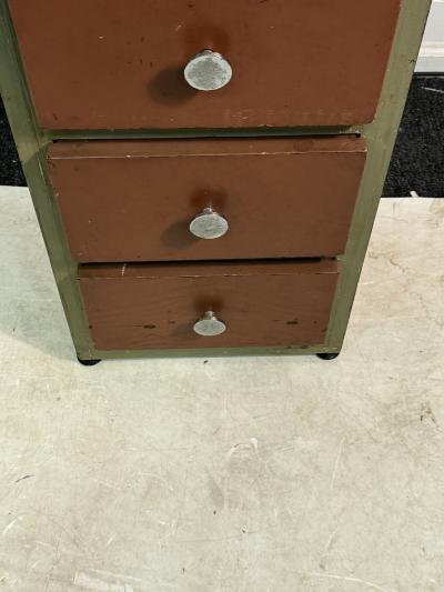 Paul Frankl MODERNIST ART DECO CORAL LEATHER BURLWOOD NIGHTSTAND