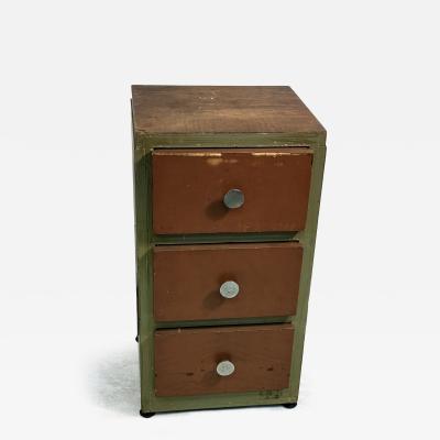 Paul Frankl MODERNIST ART DECO CORAL LEATHER BURLWOOD NIGHTSTAND