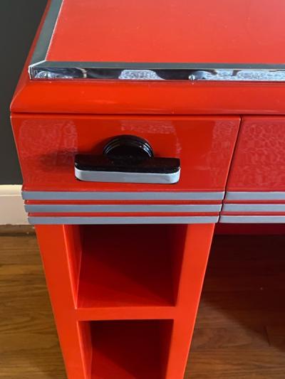 Paul Frankl MODERNIST SKYSCRAPER ART DECO LACQUER AND GLASS DESK ATTRIBUTED TO PAUL FRANKL