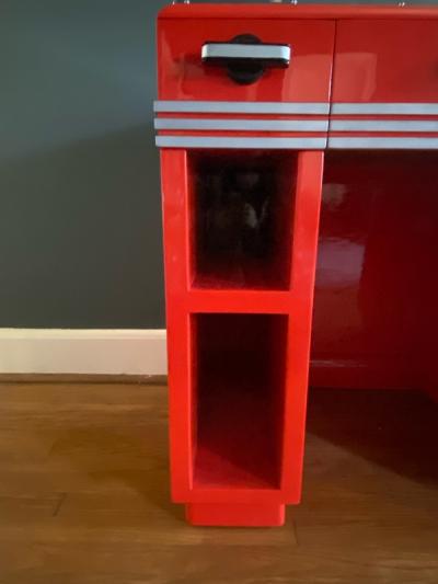 Paul Frankl MODERNIST SKYSCRAPER ART DECO LACQUER AND GLASS DESK ATTRIBUTED TO PAUL FRANKL