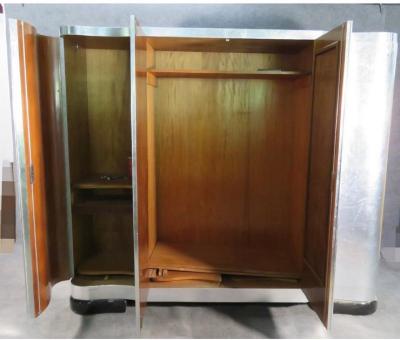 Paul Frankl MONUMENTAL FLUTED ART DECO SILVER LEAF ARMOIRE
