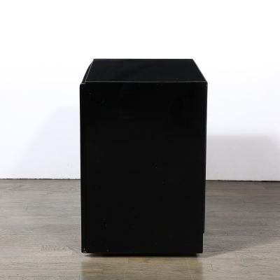 Paul Frankl Mid Century Ebonized Walnut Nickel X Form Pull Nightstands by Paul Frankl
