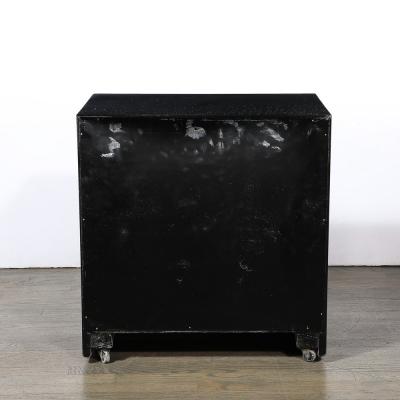 Paul Frankl Mid Century Ebonized Walnut Nickel X Form Pull Nightstands by Paul Frankl
