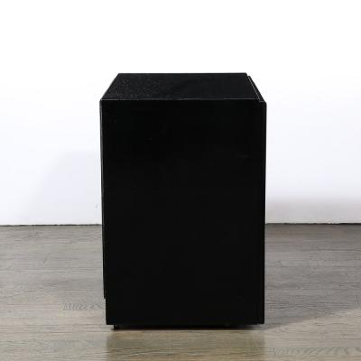 Paul Frankl Mid Century Ebonized Walnut Nickel X Form Pull Nightstands by Paul Frankl