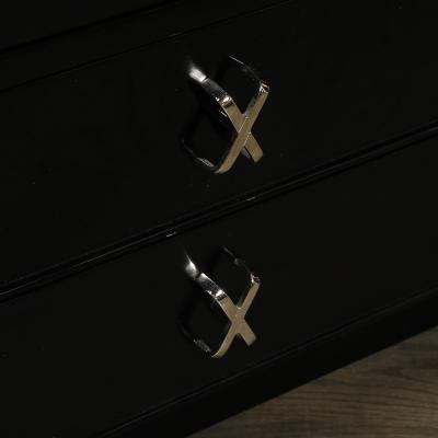 Paul Frankl Mid Century Ebonized Walnut Nickel X Form Pull Nightstands by Paul Frankl