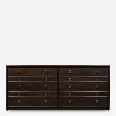 Paul Frankl Mid Century Modernist X Form Low Chest in Rich Brown Walnut by Paul Frankl