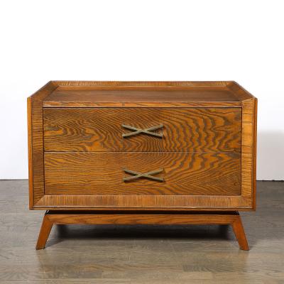 Paul Frankl Mid Century Paul Frankl Cerused Oak Chest of Drawers X Form Brass Pulls