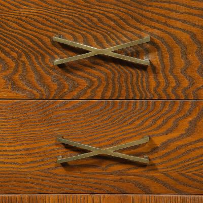 Paul Frankl Mid Century Paul Frankl Cerused Oak Chest of Drawers X Form Brass Pulls