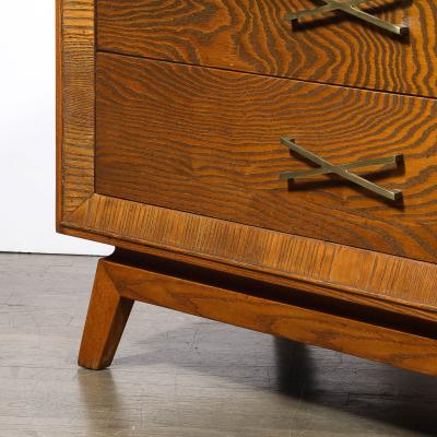 Paul Frankl Mid Century Paul Frankl Cerused Oak Chest of Drawers X Form Brass Pulls