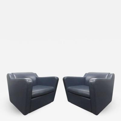 Paul Frankl Pair Leather Speed Lounge Chairs in the Manner of Paul Frankl