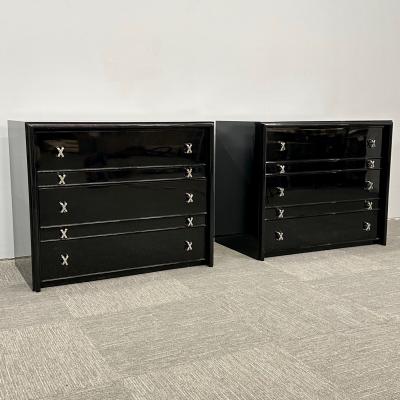 Paul Frankl Pair Mid Century Modern Commodes Nightstands Paul Frankl Style Ebony Lacquer