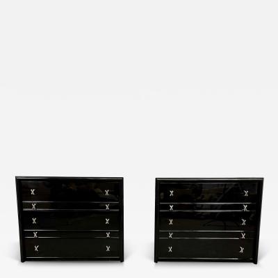 Paul Frankl Pair Mid Century Modern Commodes Nightstands Paul Frankl Style Ebony Lacquer