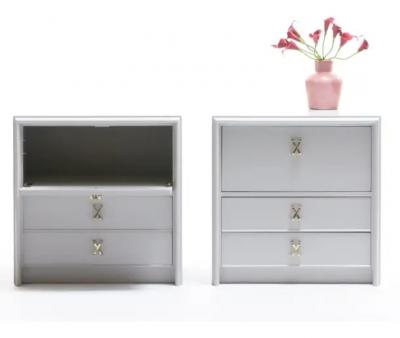Paul Frankl Pair of 1950s Paul Frankl Nightstands Lacquered in Farrow Ball Pavilion Grey