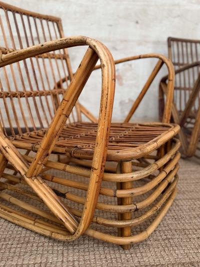 Paul Frankl Pair of Bent Bamboo Armchairs By Paul Frankl 1940s