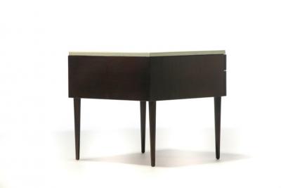 Paul Frankl Pair of Paul Frankl Cork Top Nightstands or End Tables in Dark Walnut and Ivory