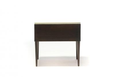 Paul Frankl Pair of Paul Frankl Cork Top Nightstands or End Tables in Dark Walnut and Ivory