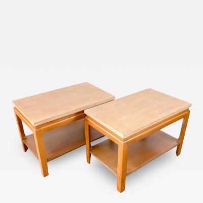Paul Frankl Pair of Paul T Frankl for Johnson Cork Top Two Tier Side or End Tables 1950s