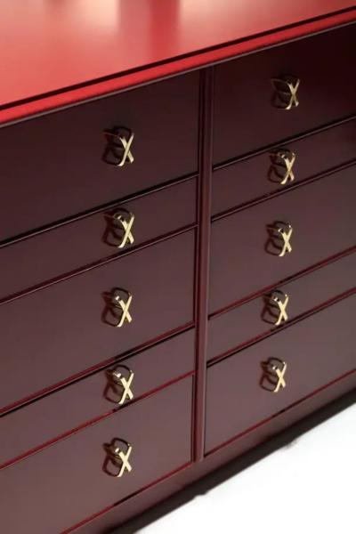 Paul Frankl Paul Frankl 10 Drawer Lacquered Dresser in Sundried Tomato c 1950