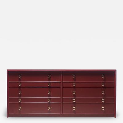 Paul Frankl Paul Frankl 10 Drawer Lacquered Dresser in Sundried Tomato c 1950