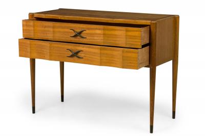 Paul Frankl Paul Frankl Continental Mid Century Walnut and Brass 2 Drawer Console Table