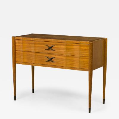 Paul Frankl Paul Frankl Continental Mid Century Walnut and Brass 2 Drawer Console Table