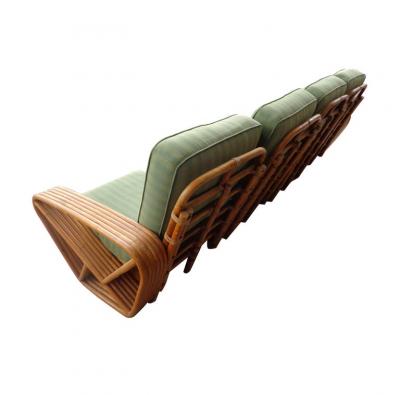 Paul Frankl Paul Frankl Pretzel Six Strand 4 Seat Rattan Bamboo Sofa