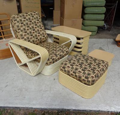 Paul Frankl Paul Frankl Pretzel Six Strand 4 Seat Rattan Bamboo Sofa